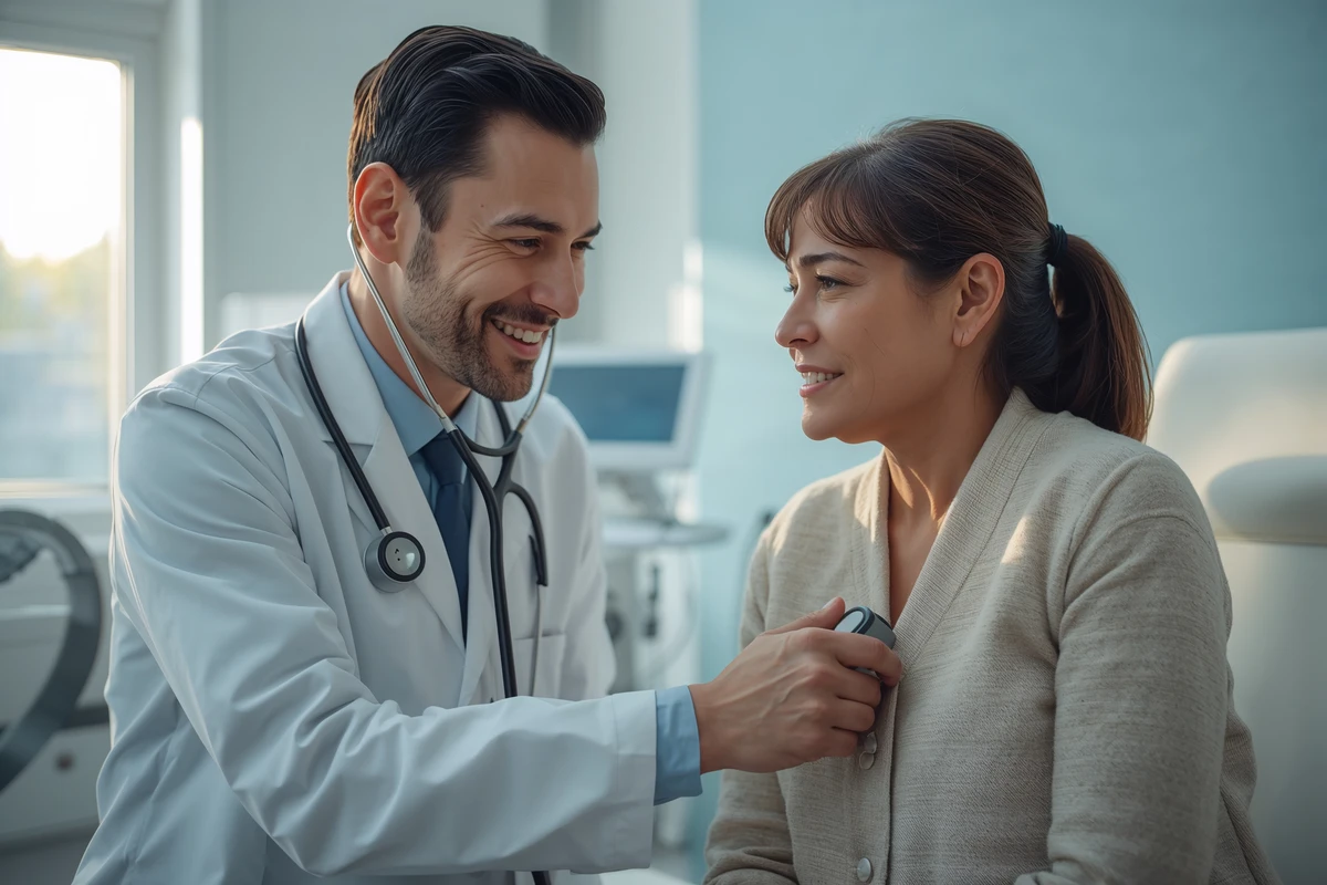 Doctor performing annual physical examination