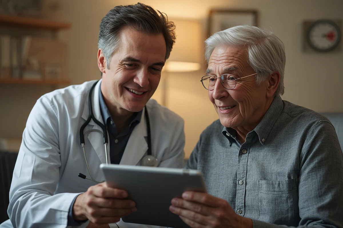 Doctor explaining health management to patient with chronic condition